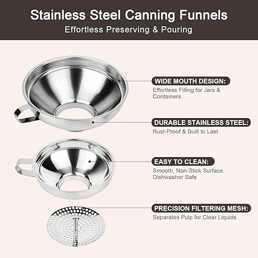 Canning Funnel with Strainer, Wide Mouth Canning Funnels - Image 5