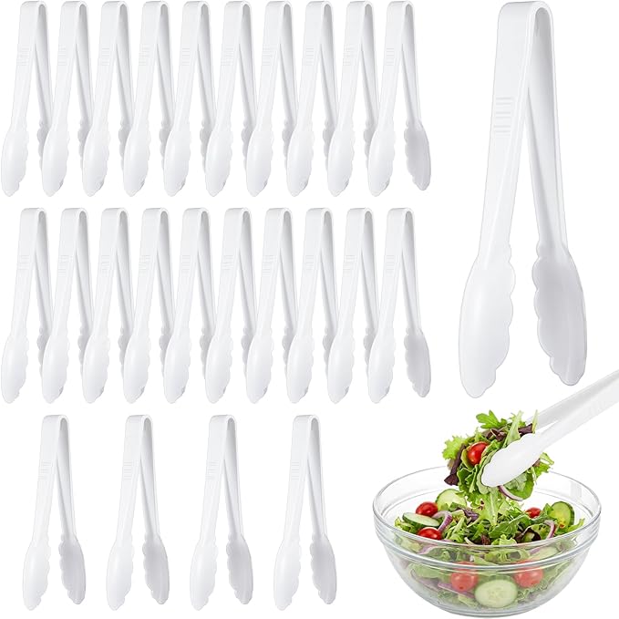 Tessco for you 25 Pcs Plastic Tongs for Serving Bulk, 9 Inch Plastic Disposable by Tessco