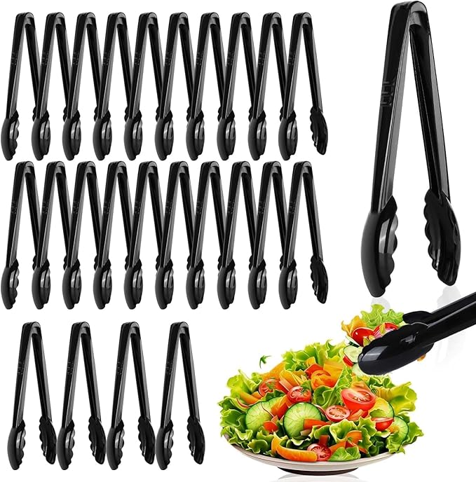 Mwellewm 24 Pc Plastic Tongs for Serving 9 Inch Bulk Reusable or Disposable by Mwellewm