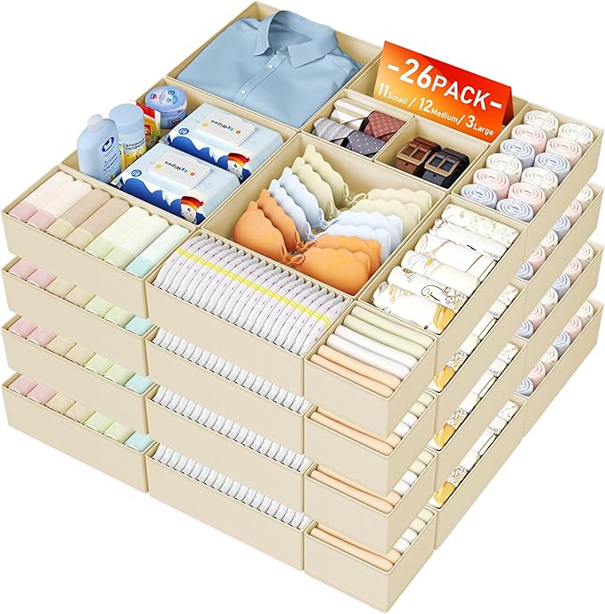 DIMJ Drawer Organizer Clothes, 26 Pack Dresser Organizer, Foldable Closet by DiMJ
