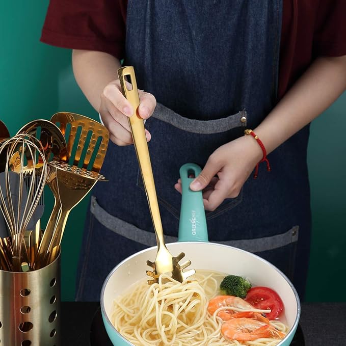 Gold Spaghetti Spoon, Berglander Pasta Server - Image 8