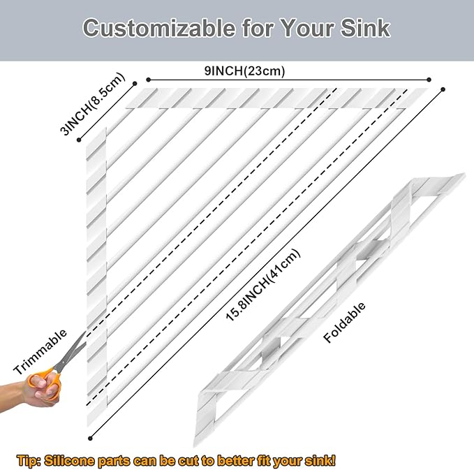 HANZENMA Triangular Sink Rack, Foldable Sink Drying mat, Heat-Resistant - Image 2