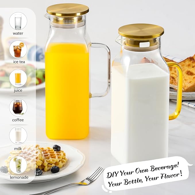 2 Pack 2 Liters/68 oz Square Glass Pitcher - Image 3