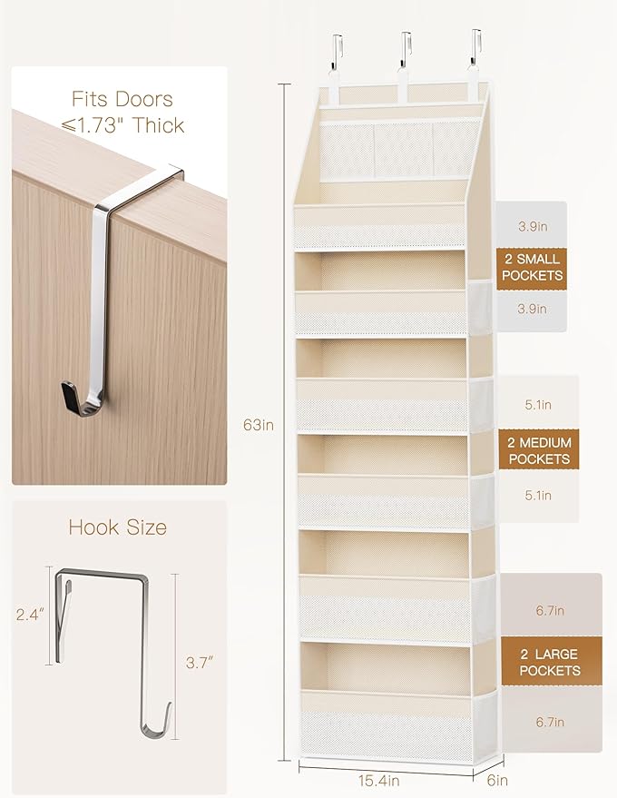 Criusia 2 Pack Over the Door Organizer, 6-Shelf Closet Hanging Storage - Image 2