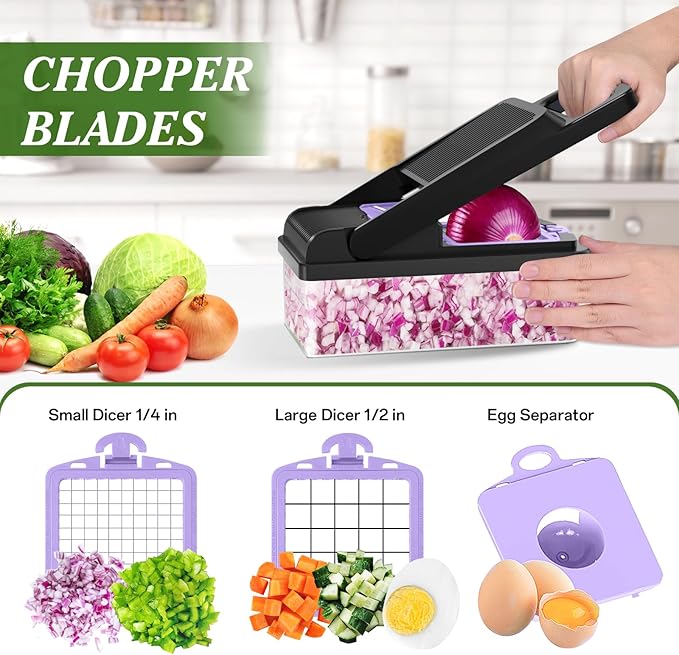 HomeHacks Vegetable Chopper Vegetable Cutter, 12 in 1 Kitchen Gadget, Onion - Image 2