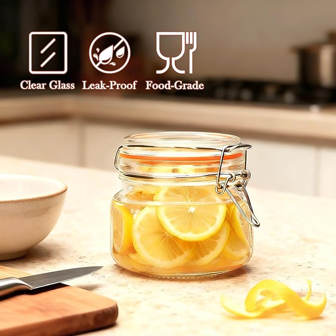 16 oz Glass Jars With Airtight Lids And Leak Proof Rubber Gasket, Wide Mouth - Image 7