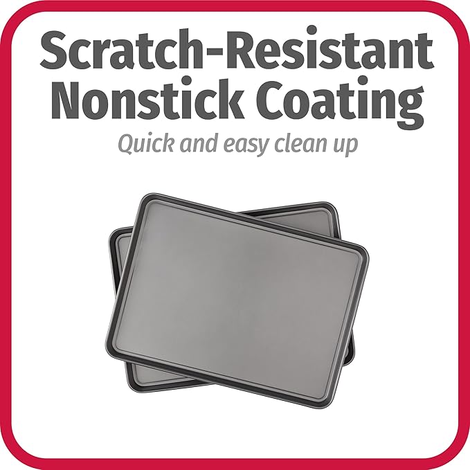 GoodCook Everday Nonstick Carbon Steel 15” x 21” Baking Sheet Set, 2 Pack – - Image 4