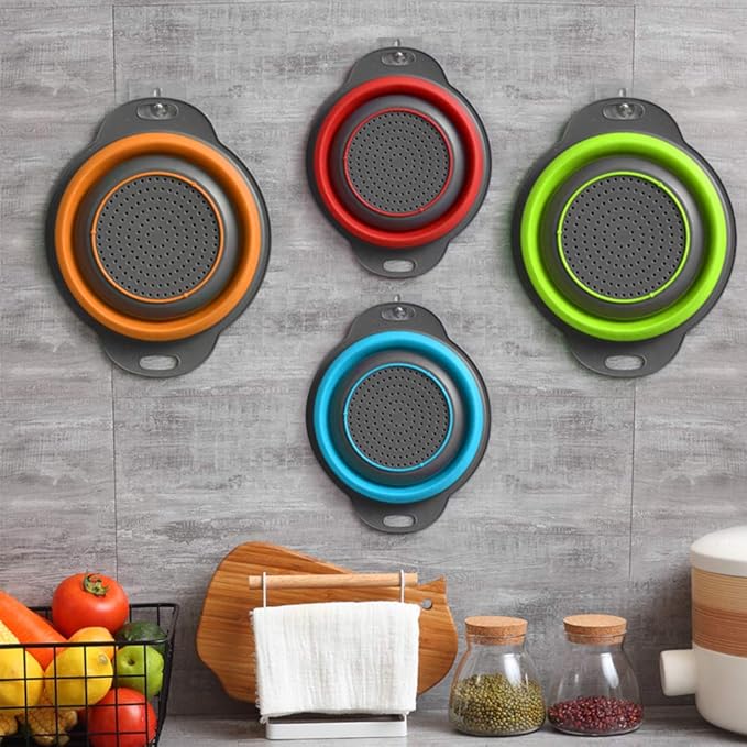 QiMH Collapsible Colander and Strainer Set of 4, Food-grade Sturdy Plastic Base - Image 6