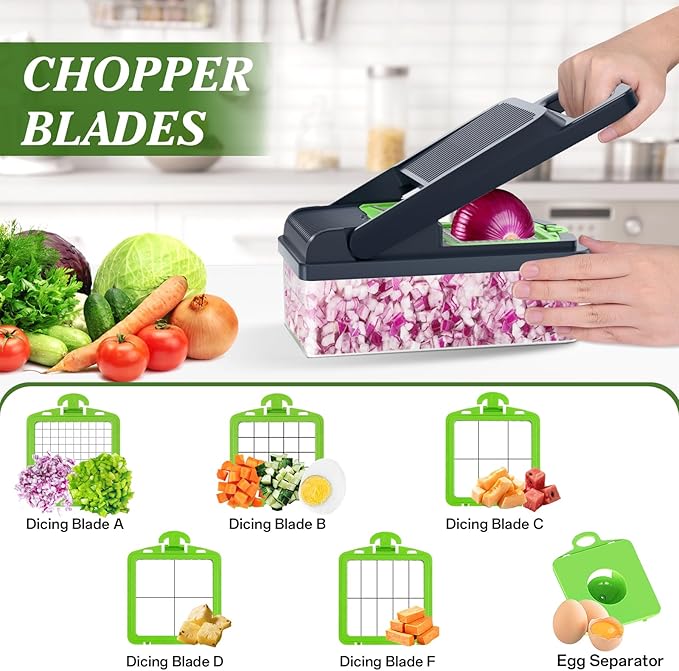 HomeHacks Vegetable Chopper Vegetable Cutter, 15 in 1 Kitchen Gadget, Onion - Image 2