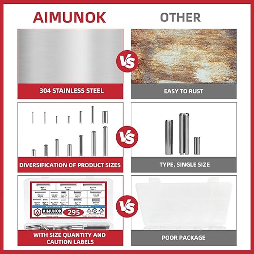 295-Piece Stainless Steel Roll Pin Assortment Kit - Image 5
