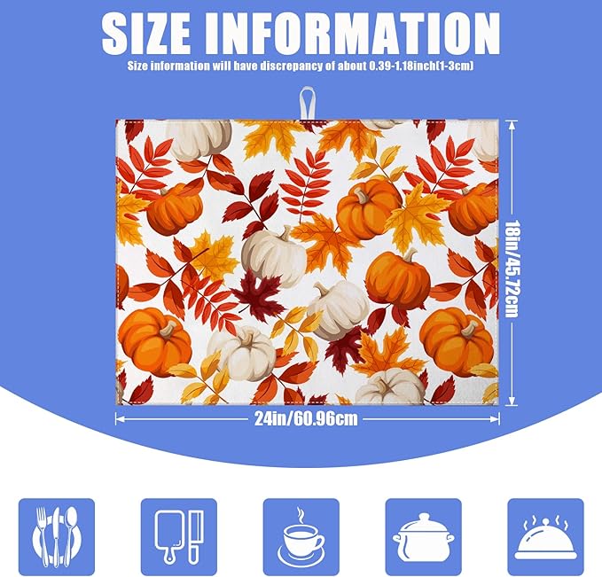 Fall Pumpkin Maple Dish Drying Mat - Image 2