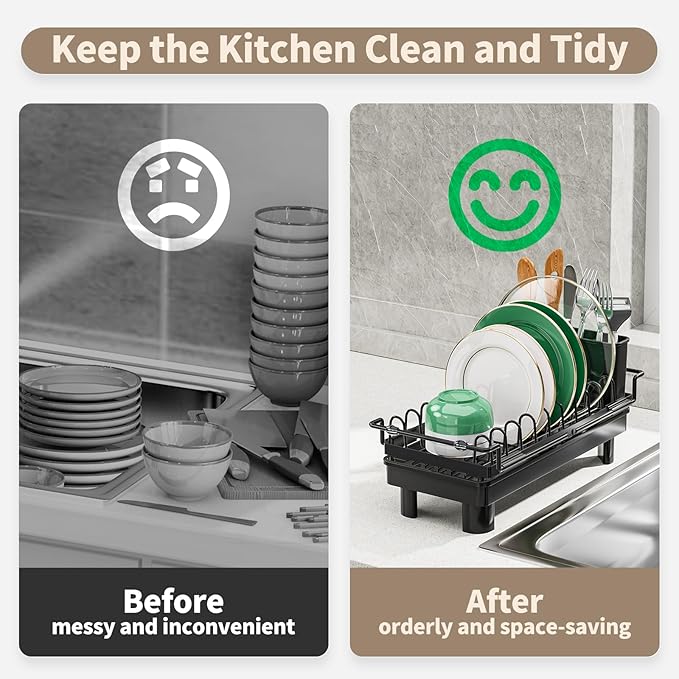 SanDream Dish Drying Rack, Small Over Sink Dish Drying Rack, Expandable Over - Image 5