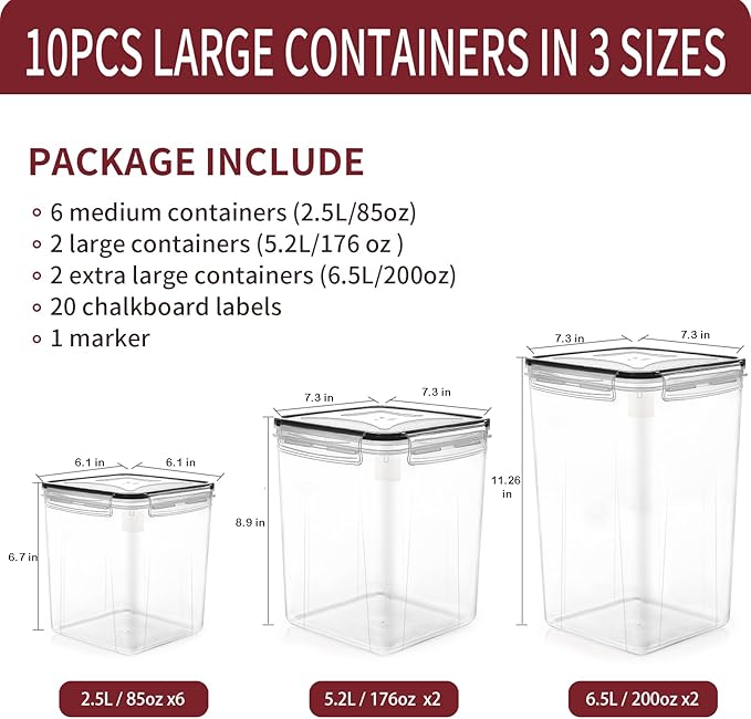 PRAKI Large Airtight Food Storage Containers - Image 2