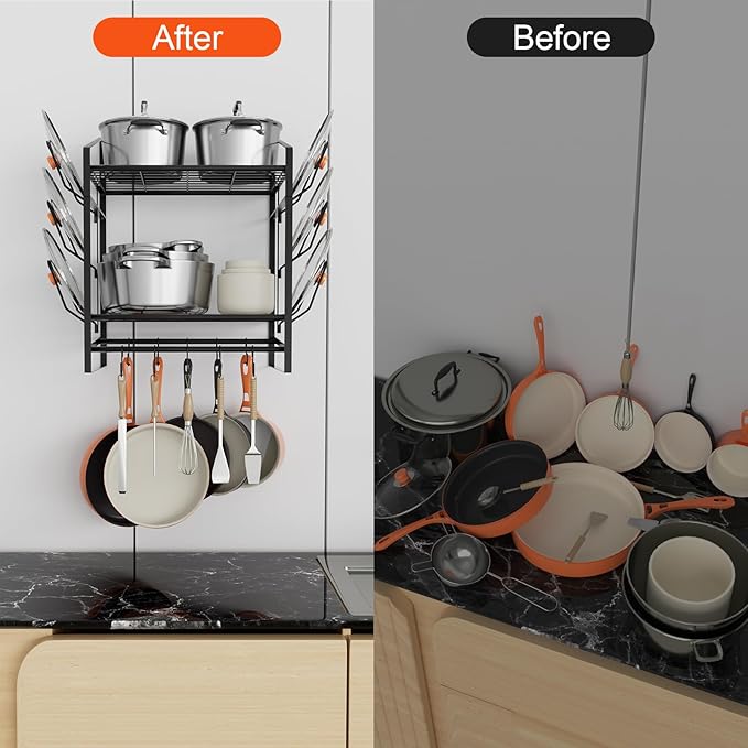 VyGrow 17 Inch Pot Rack Wall Mounted, 2 Tier Pots and Pans Organizer - Image 7