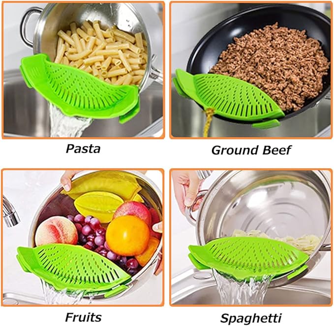 YEVIOR Clip on Strainer for Pots Pan Pasta, Silicone Food Strainer Hands-Free - Image 6