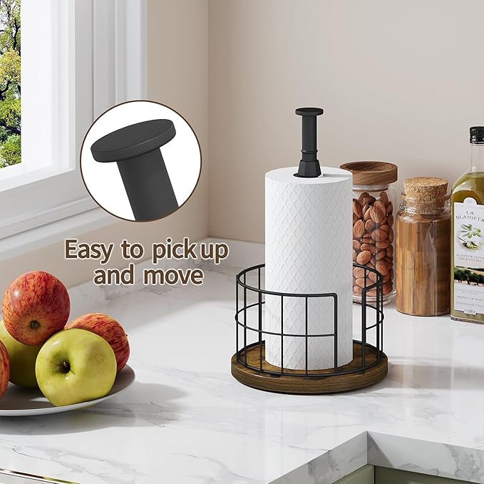 YINMIT Paper Towel Holder Countertop, One-Handed Tear Farmhouse Paper Towel - Image 7