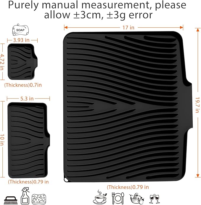 Silicone Dish Drying Mat for Kitchen Counter, Dish Drying Pad, Non-Slip Drain - Image 2