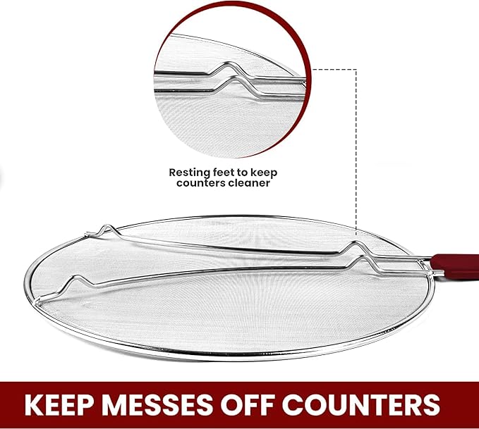 13" Grease Splatter Screen for Cooking | Stainless Steel Oil Splatter Guard and - Image 5