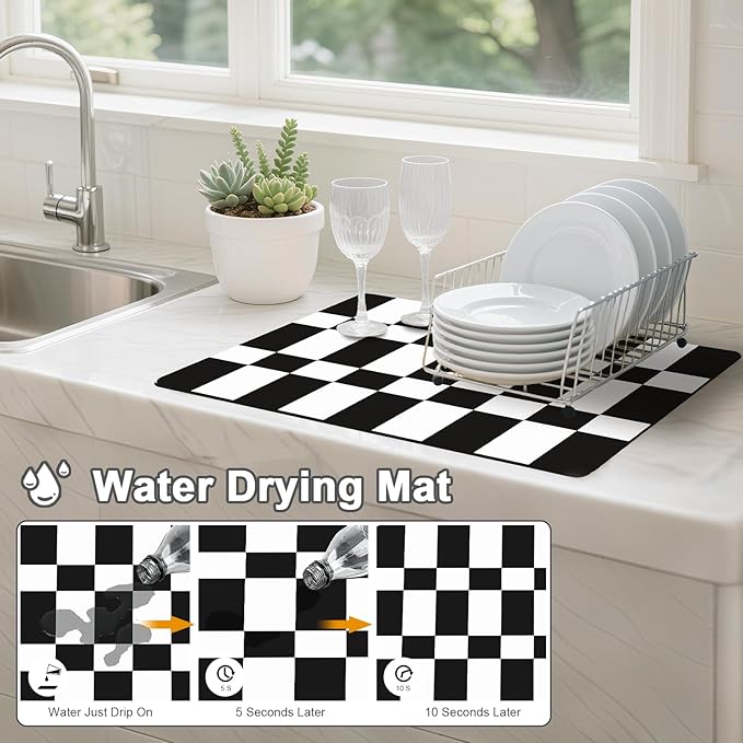 Dish Drying Mats for Kitchen Counter, Waterproof Coffee Mat for Countertop - Image 2