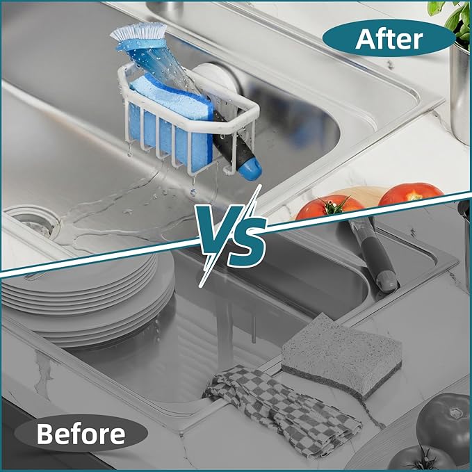 TAILI Sink Caddy with Strong Suction Cup, Sponge Holder - Image 8