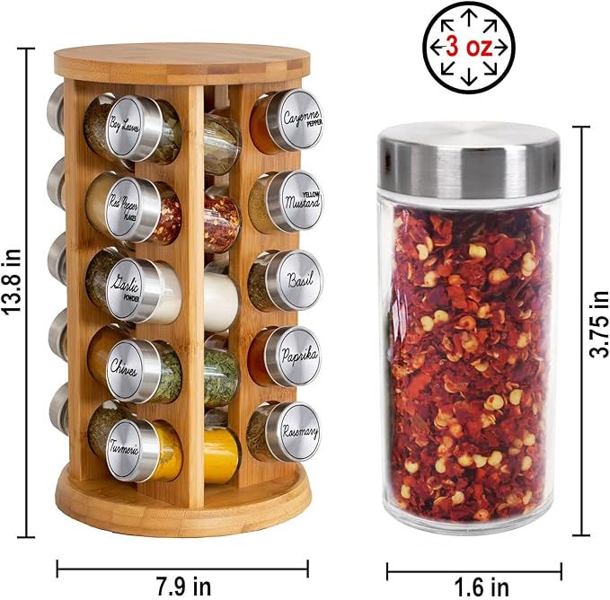 Orii 20 Jar Rotating Bamboo Spice Rack - Image 3