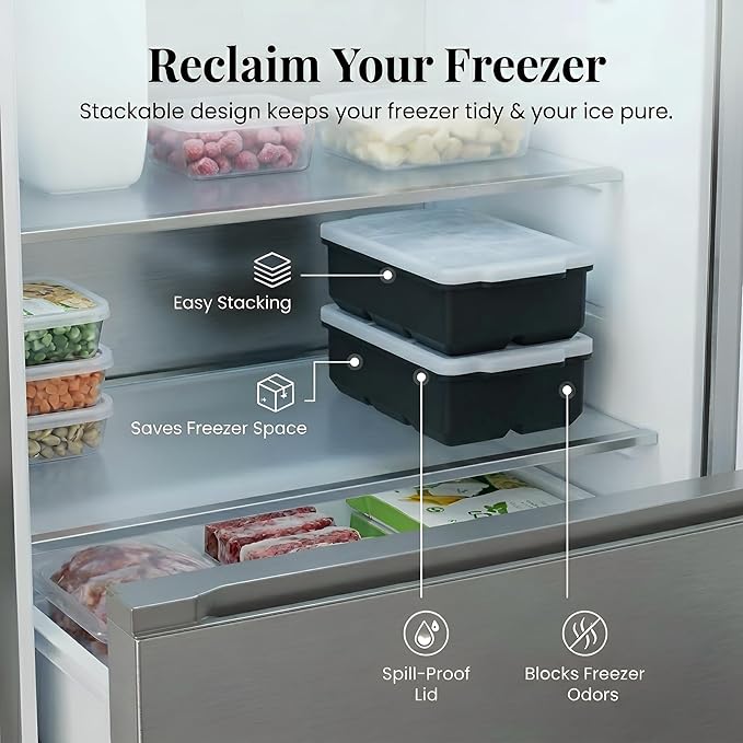 KitchFort Large Silicone Ice Cube Tray, Easy Release 2" Big Ice Cubes - Image 6