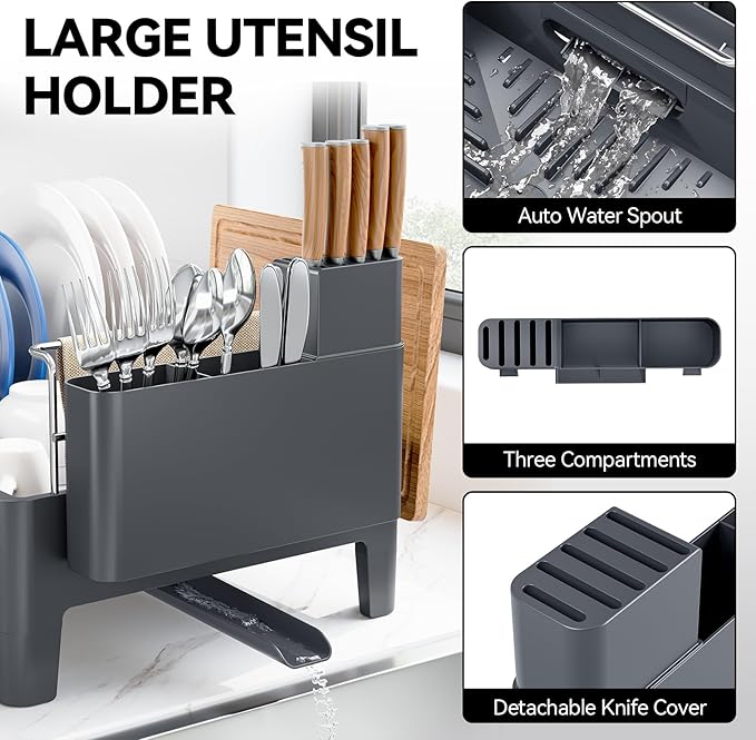 Urackify Expandable Dish Drying Rack, Stainless Steel Dish Rack - Image 5