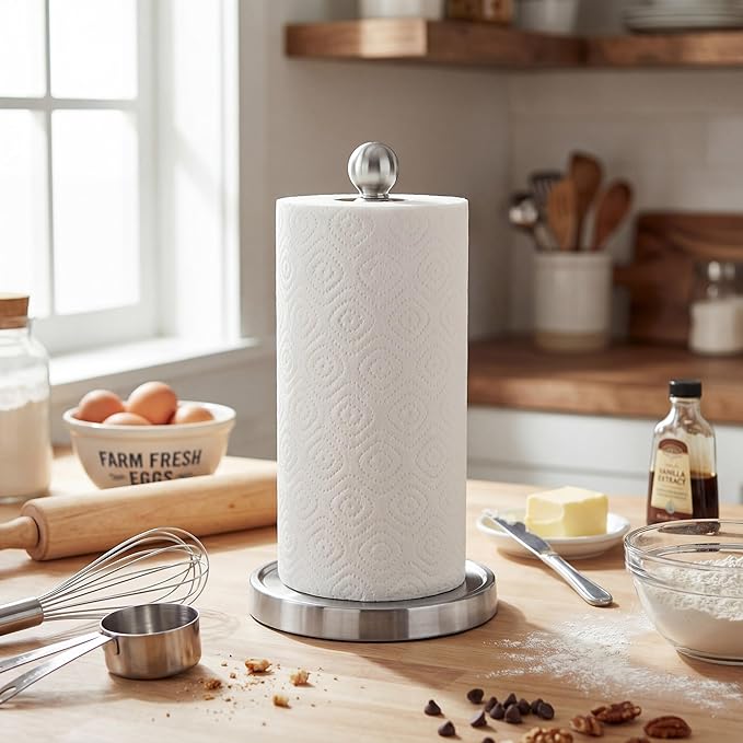 theaoo Paper Towel Holder Countertop, One-Handed Tear Paper Towel Stand - Image 8