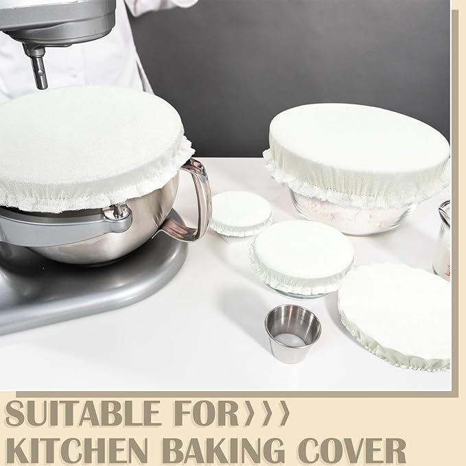 Patelai 10 Pcs Bowl Covers Reusable in 5 Size Stretch Cloth Fabric Elastic Food - Image 3