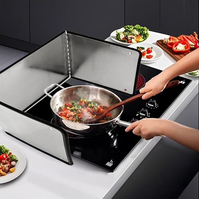 Large 3 Sided Splatter Guard for Frying Stove Top, Oil Splash Guard Cooking for - Image 7