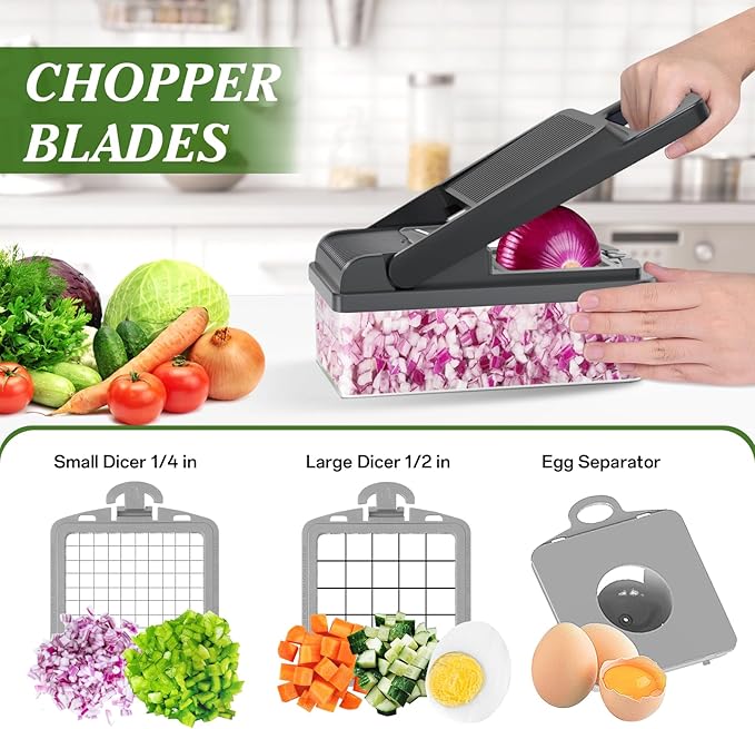 HomeHacks Vegetable Chopper Vegetable Cutter, 12 in 1 Kitchen Gadget, Onion - Image 2