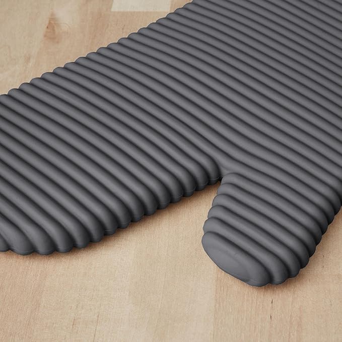 KITCHENAID Ribbed Soft Silicone Oven Mitt 2-Pack Set, Charcoal Grey - Image 4