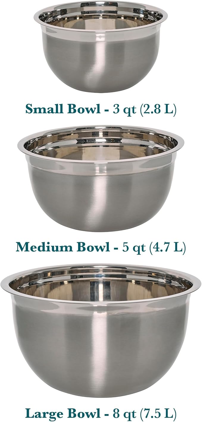 Chicago Metallic Stainless Steel Bowls, Versatile Nesting Mixing Bowls - Image 2