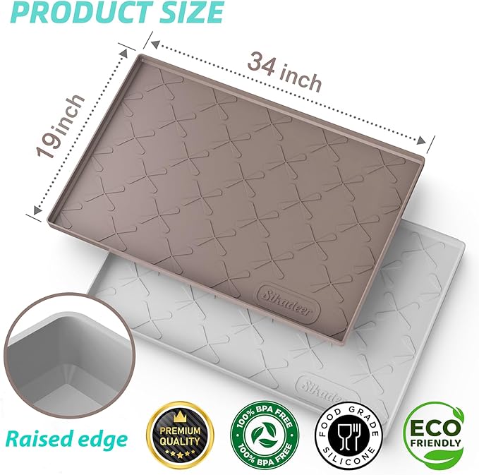 SIKADEER Under Sink Mat Waterproof 34" x 19", Silicone Mat Kitchen Drawer Shelf - Image 3