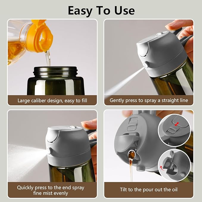 SWEET VIEW 2PCS Olive Oil Dispenser and Oil Sprayer – 16oz/470ml Glass - Image 2