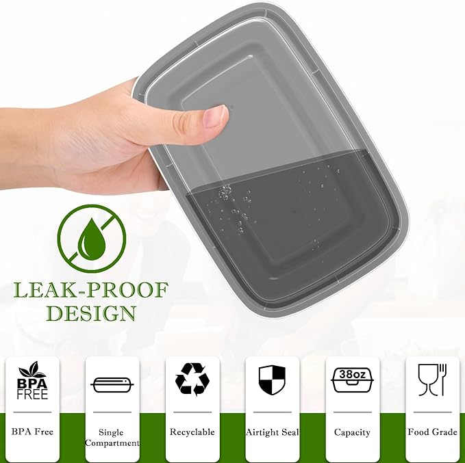 RANLITTLE Meal Prep Containers Reusable 38oz - Image 2
