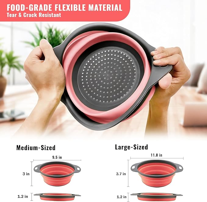 2 Pack Collapsible Silicone Colander - Image 6