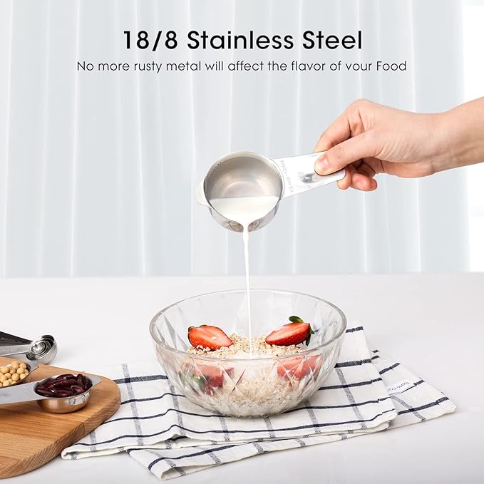 17 Piece Stainless Steel Measuring Cups and Spoons Set, - Image 4