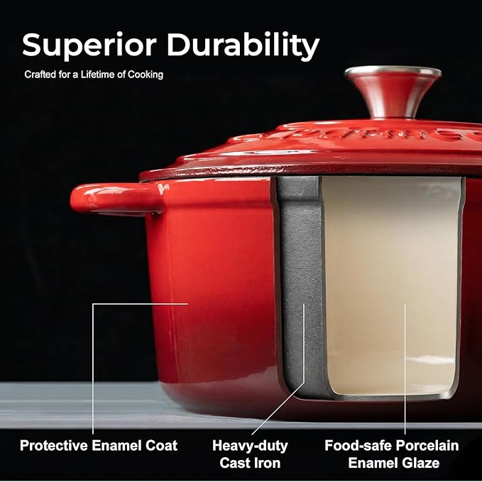 Parmedu 5.5QT Enameled Cast Iron Dutch Oven - Image 2