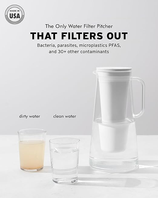 LifeStraw Home Pitcher BPA Free Plastic 7 Cup Stormy Blue - Image 2