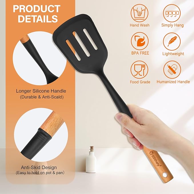 Large Silicone Cooking Utensils Set, Heat Resistant Silicone Utensils - Image 4