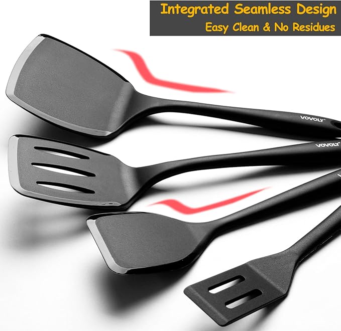 Silicone Spatula Set, 600°F Heat Resistant Silicone Spatula Turner Flipper - Image 4