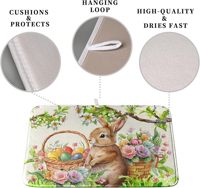 Happy Easter Bunny Kitchen Dish Drying Mat - Image 3