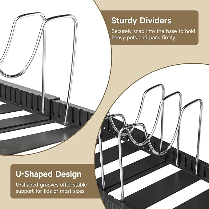 MUDEELA Pot Lid Organizer Rack for Cabinet, Expandable Pots and Pans Organizer - Image 6