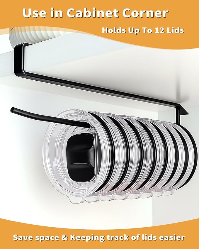 Tumbler Lid Organizer, Bar Hook Fits Various Lids, Horizontal Tumbler Lid - Image 2