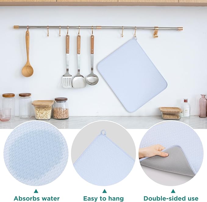 GeeRic 12 * 16 inch Microfiber Dish Drying Mat, Superb Absorbent Kitchen Dish - Image 3