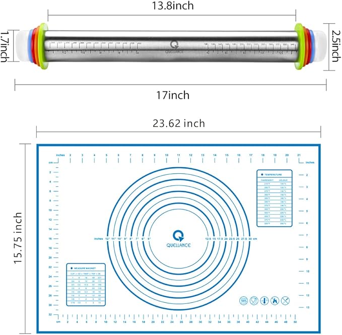 Rolling Pin and Pastry Baking Mat Set, Rolling Pins - Image 6