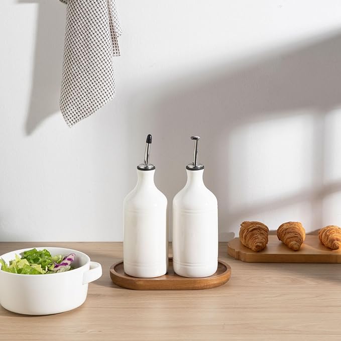 Sweejar Ceramic Olive Oil Dispenser Bottle Set, Opaque Oil Cruet Protects to - Image 5