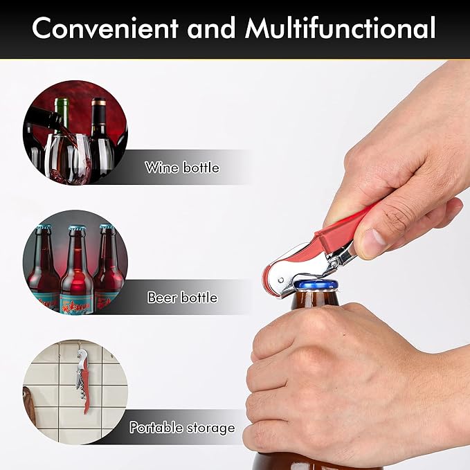 Professional Waiter Corkscrew Wine Openers Set, Heavy Duty Stainless Steel - Image 6