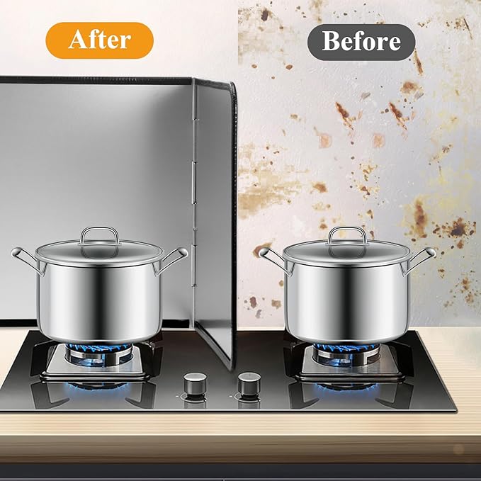 Foldable Stainless Steel Splatter Guard, Oil Splash Protection Backsplash - Image 4